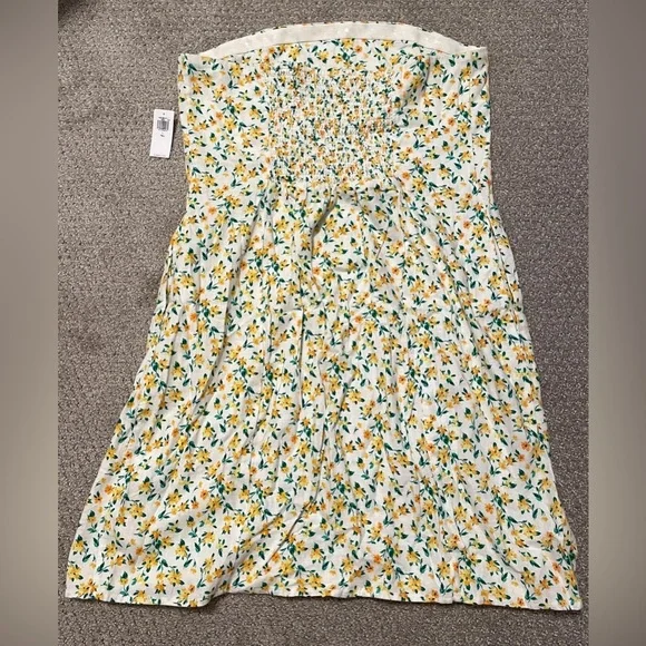 NWT Old Navy Linen Blend Strapless Floral Mini Dress - Picture 5 of 8